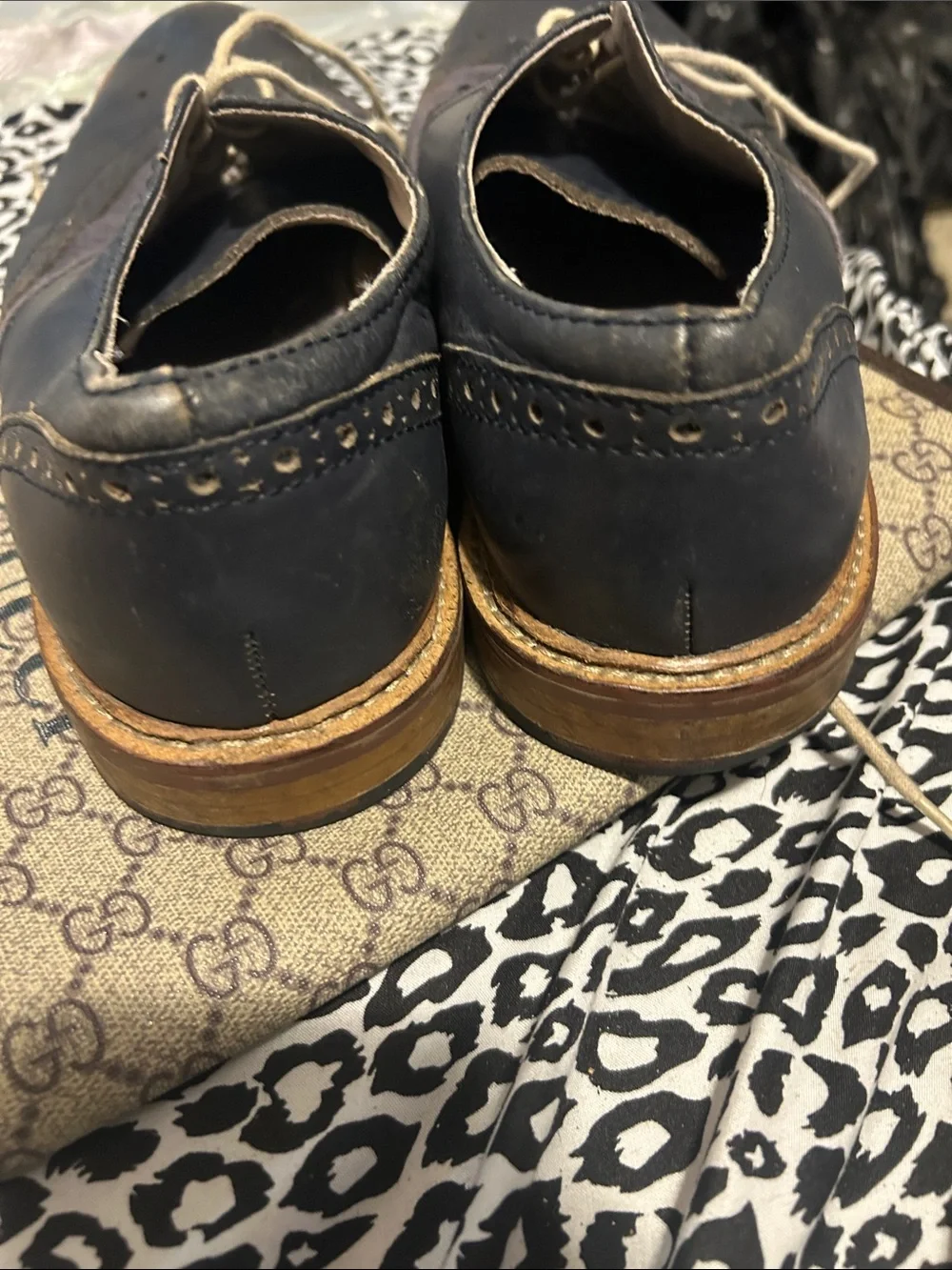 Original Penguin Navy and Tan Wingtip Oxfords